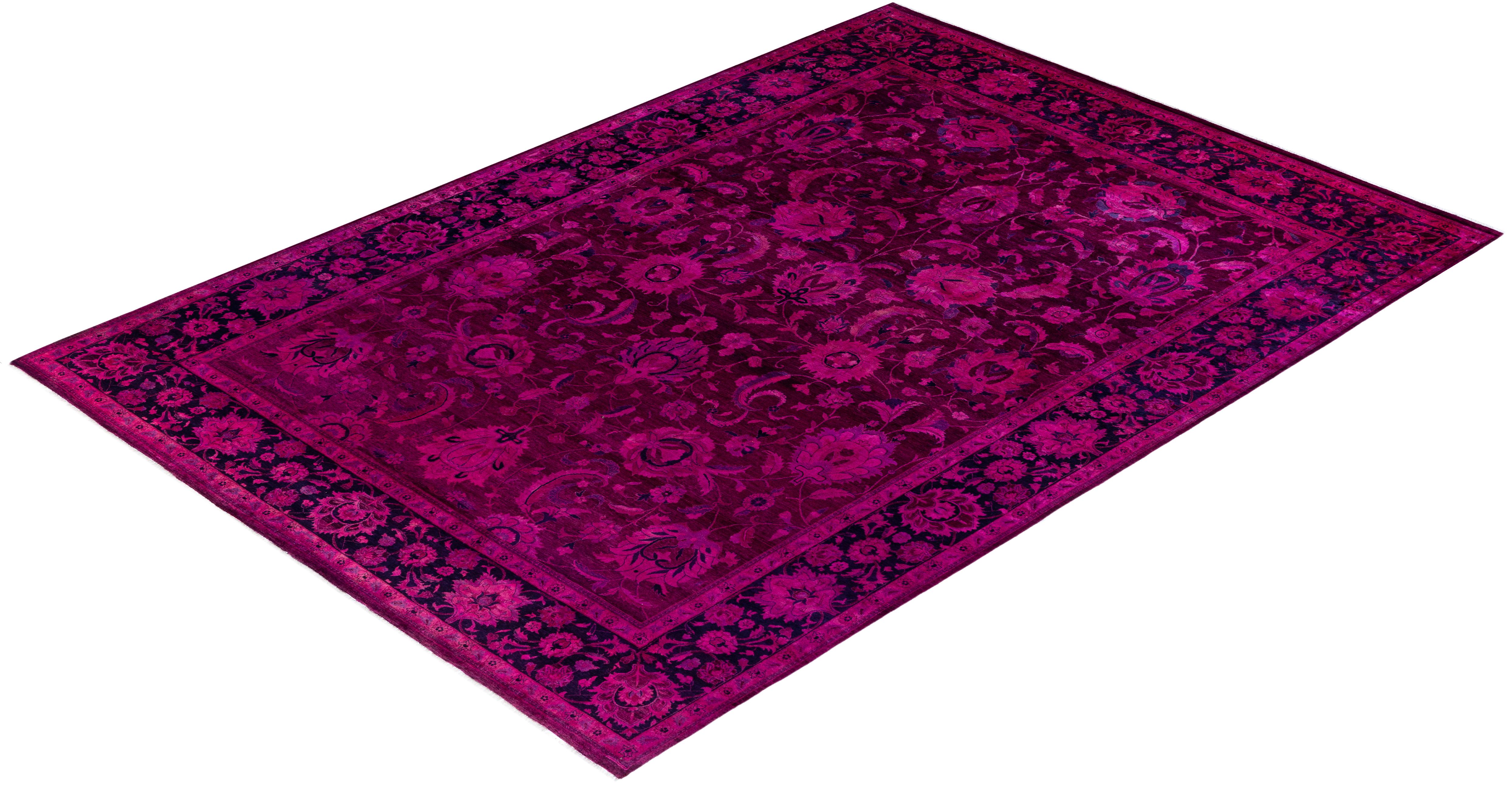Alfombra de lana teñida a mano contemporánea rosa 30 cm x 30 cm en venta 2