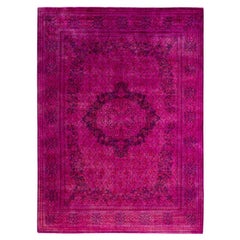 Contemporary Overdyed Hand Knotted Wool Pink Area Rug 9' 1" x 12' 3"