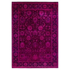 Contemporary Overdyed Hand Knotted Wool Pink Area Rug 9' 1" x 12' 3"