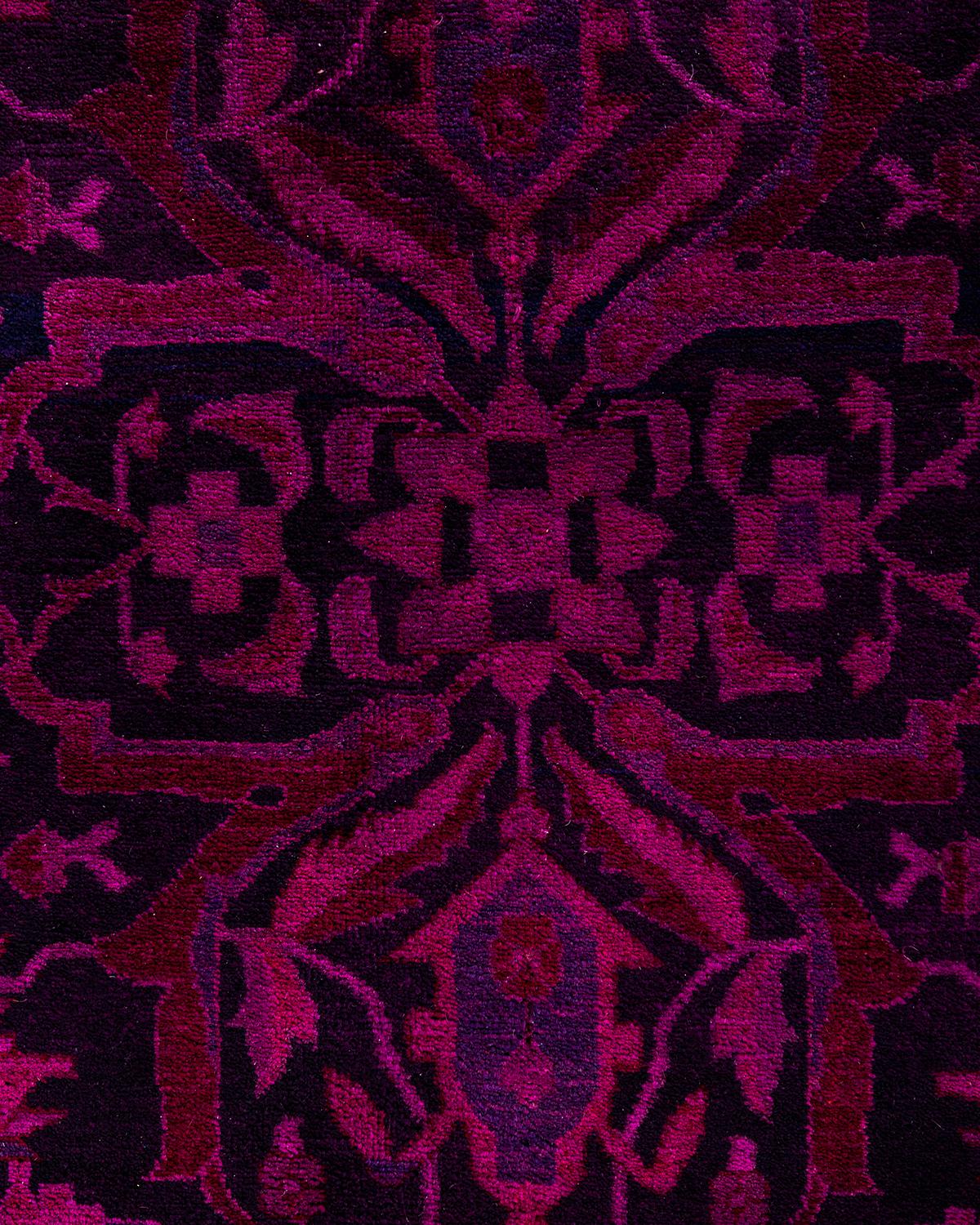Pakistanais Contemporary Overdyed Hand Knotsted Wool Pink Area Rug 9' 2