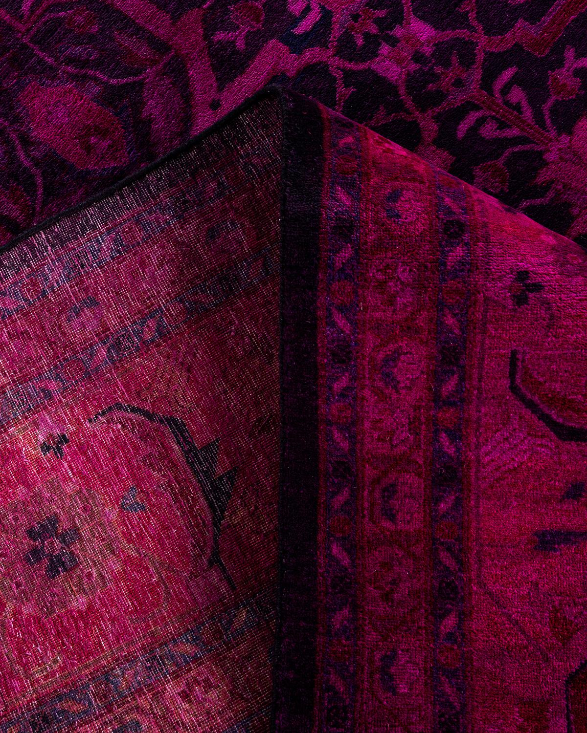 Laine Contemporary Overdyed Hand Knotsted Wool Pink Area Rug 9' 2