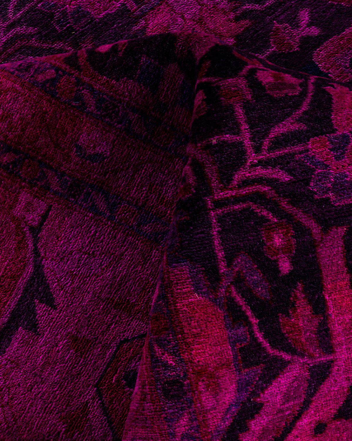 Contemporary Overdyed Hand Knotsted Wool Pink Area Rug 9' 2