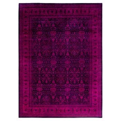Contemporary Overdyed Hand Knotted Wool Pink Area Rug 9' 2" x 12' 5"
