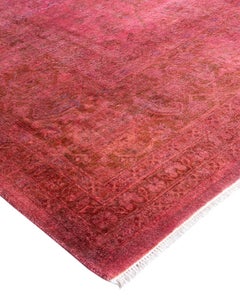 Contemporary Overdyed Hand Knotted Wool Pink Area Rug 9' 2" x 9' 5"