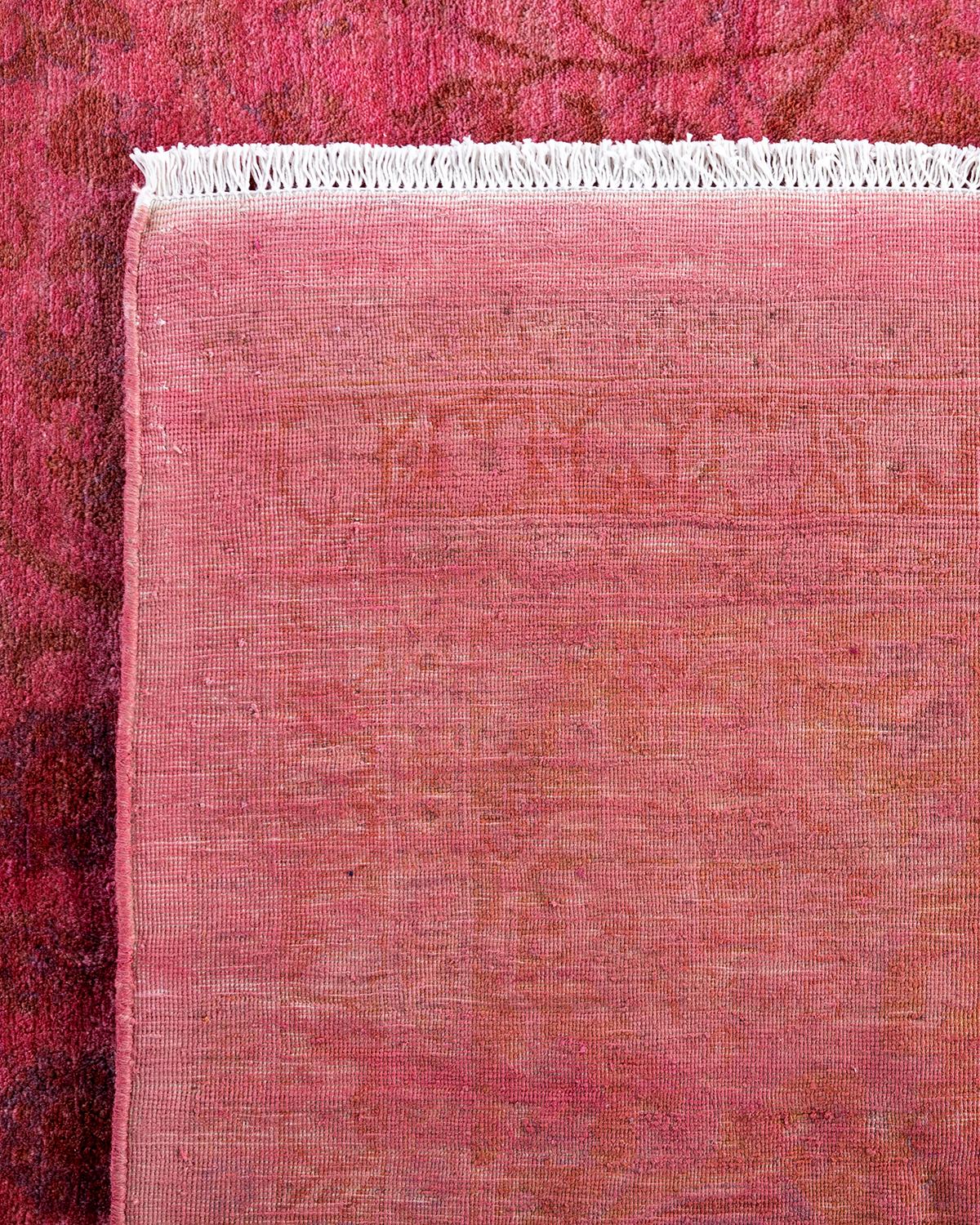 Contemporary Overdyed Hand Knotted Wool Pink Area Rug 9' 2