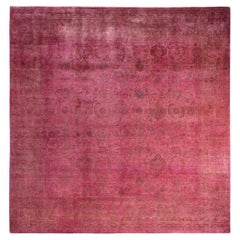 Contemporary Overdyed Hand Knotted Wool Pink Area Rug 9' 2" x 9' 5"