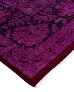 Contemporary Overdyed Hand Knotted Wool Pink Area Rug 9' 3" x 12' 5"