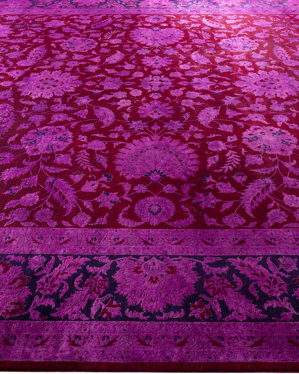Contemporary Overdyed Hand Knotted Wool Pink Area Rug 9' 3