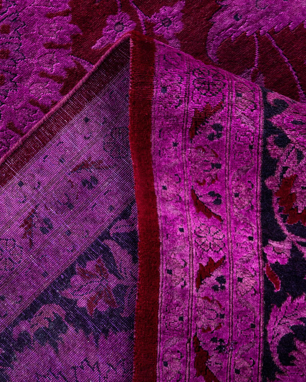 Contemporary Overdyed Hand Knotted Wool Pink Area Rug 9' 3