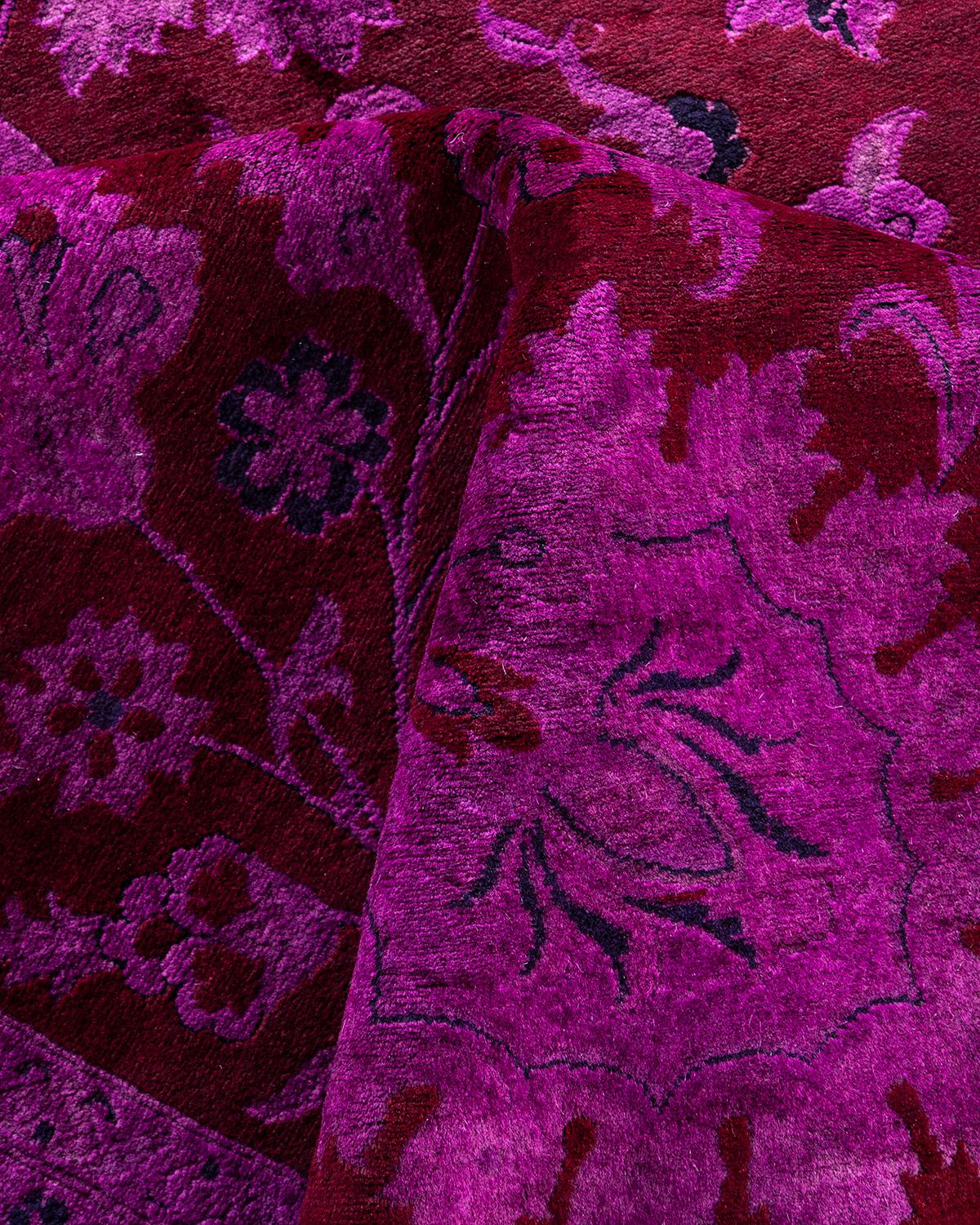 Contemporary Overdyed Hand Knotted Wool Pink Area Rug 9' 3