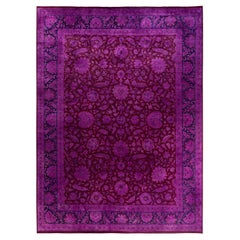 Contemporary Overdyed Hand Knotted Wool Pink Area Rug 9' 3" x 12' 5"