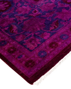 Contemporary Overdyed Hand Knotted Wool Pink Area Rug 9' 5" x 11' 10"