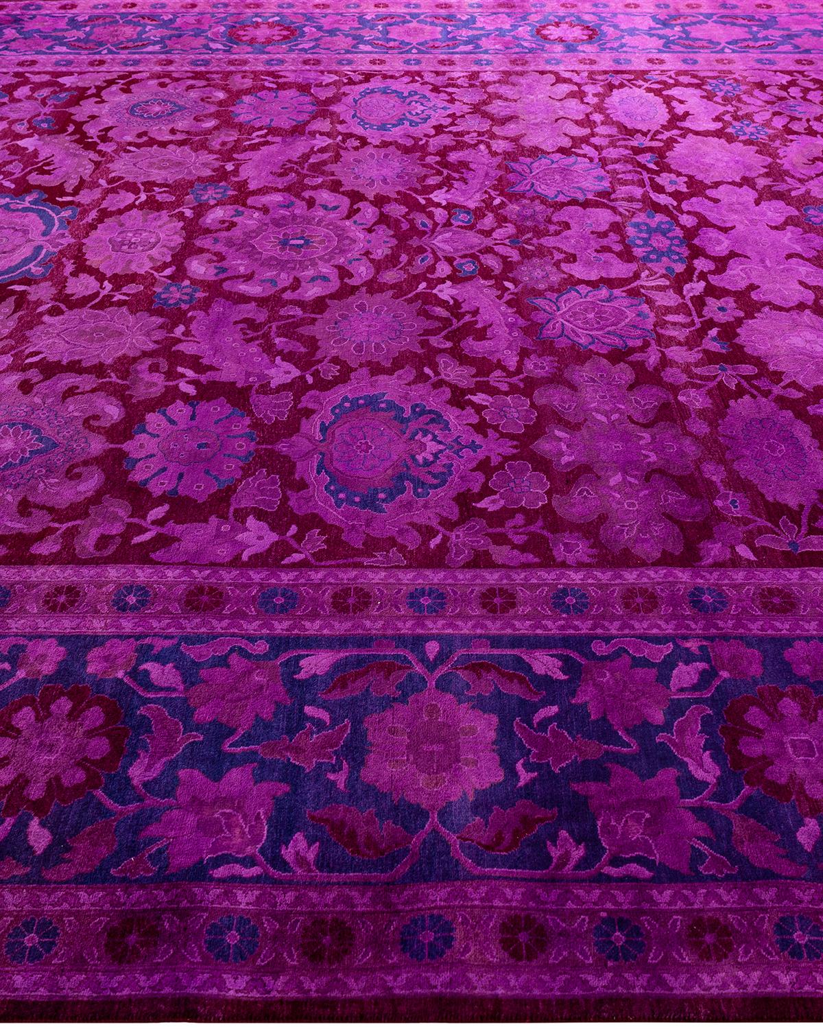 Contemporary Overdyed Hand Knots Rugs Rosa Area Rugged 9' 5
