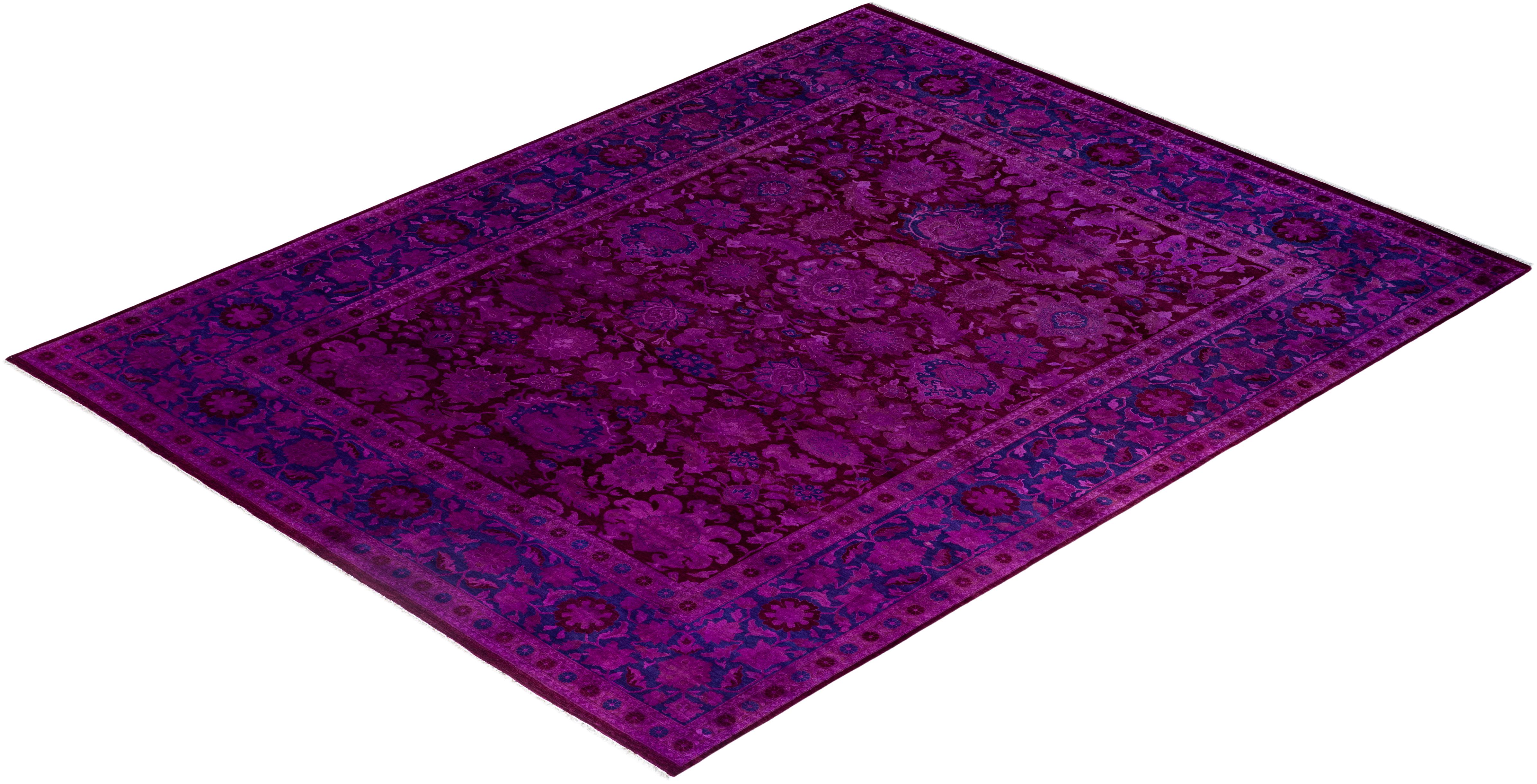 Contemporary Overdyed Hand Knots Rugs Rosa Area Rugged 9' 5