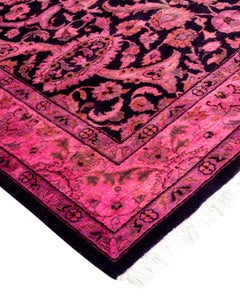 Contemporary Overdyed Hand Knotted Wool Pink Area Rug
