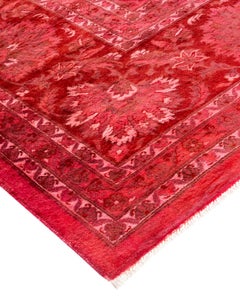 Alfombra de lana teñida a mano contemporánea rosa