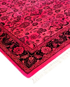 Contemporary Overdyed Hand Knotted Wool Pink Area Rug