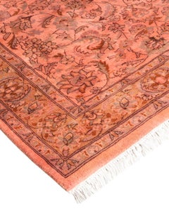 Contemporary Overdyed Hand Knotted Wool Pink Area Rug