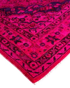 Contemporary Overdyed Hand Knotted Wool Pink Area Rug