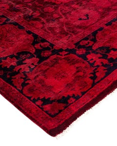 Alfombra de lana teñida a mano contemporánea rosa