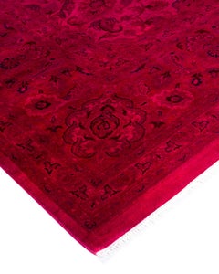 Contemporary Overdyed Hand Knotted Wool Pink Area Rug