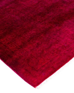 Contemporary Overdyed Hand Knotted Wool Pink Area Rug