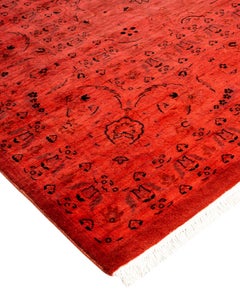 Contemporary Overdyed Hand Knotted Wool Pink Area Rug