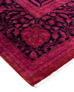 Contemporary Overdyed Hand Knotted Wool Pink Area Rug