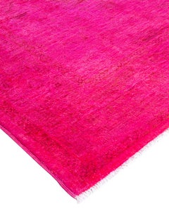 Contemporary Overdyed Hand Knotted Wool Pink Area Rug