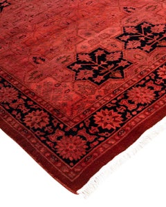 Contemporary Overdyed Hand Knotted Wool Pink Area Rug