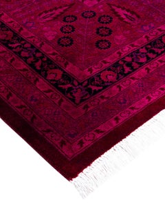 Contemporary Overdyed Hand Knotted Wool Pink Area Rug