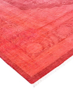 Contemporary Overdyed Hand Knotted Wool Pink Area Rug