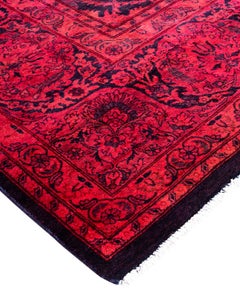 Contemporary Overdyed Hand Knotted Wool Pink Area Rug