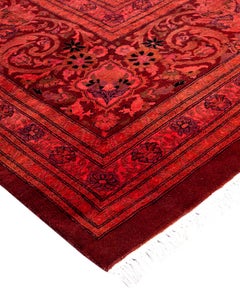 Contemporary Overdyed Hand Knotted Wool Pink Area Rug