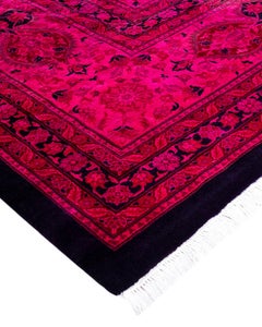 Contemporary Overdyed Hand Knotted Wool Pink Area Rug