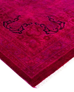 Contemporary Overdyed Hand Knotted Wool Pink Area Rug