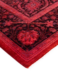 Contemporary Overdyed Hand Knotted Wool Pink Area Rug