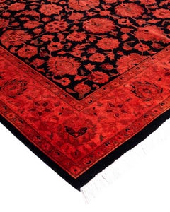 Contemporary Overdyed Hand Knotted Wool Pink Area Rug