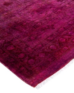 Alfombra de lana teñida a mano contemporánea rosa