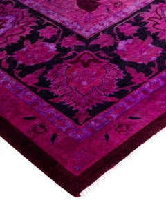 Contemporary Overdyed Hand Knotted Wool Pink Area Rug