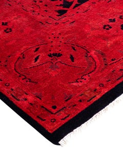 Contemporary Overdyed Hand Knotted Wool Pink Area Rug