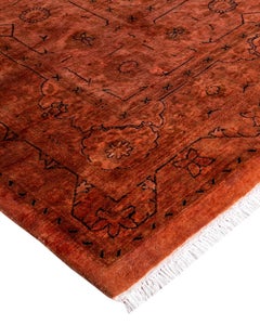 Contemporary Overdyed Hand Knotted Wool Pink Area Rug