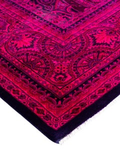 Contemporary Overdyed Hand Knotted Wool Pink Area Rug