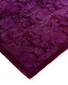 Contemporary Overdyed Hand Knotted Wool Pink Area Rug
