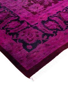 Contemporary Overdyed Hand Knotted Wool Pink Area Rug
