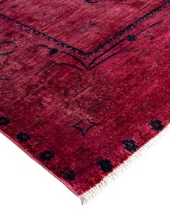 Alfombra de lana teñida a mano contemporánea rosa