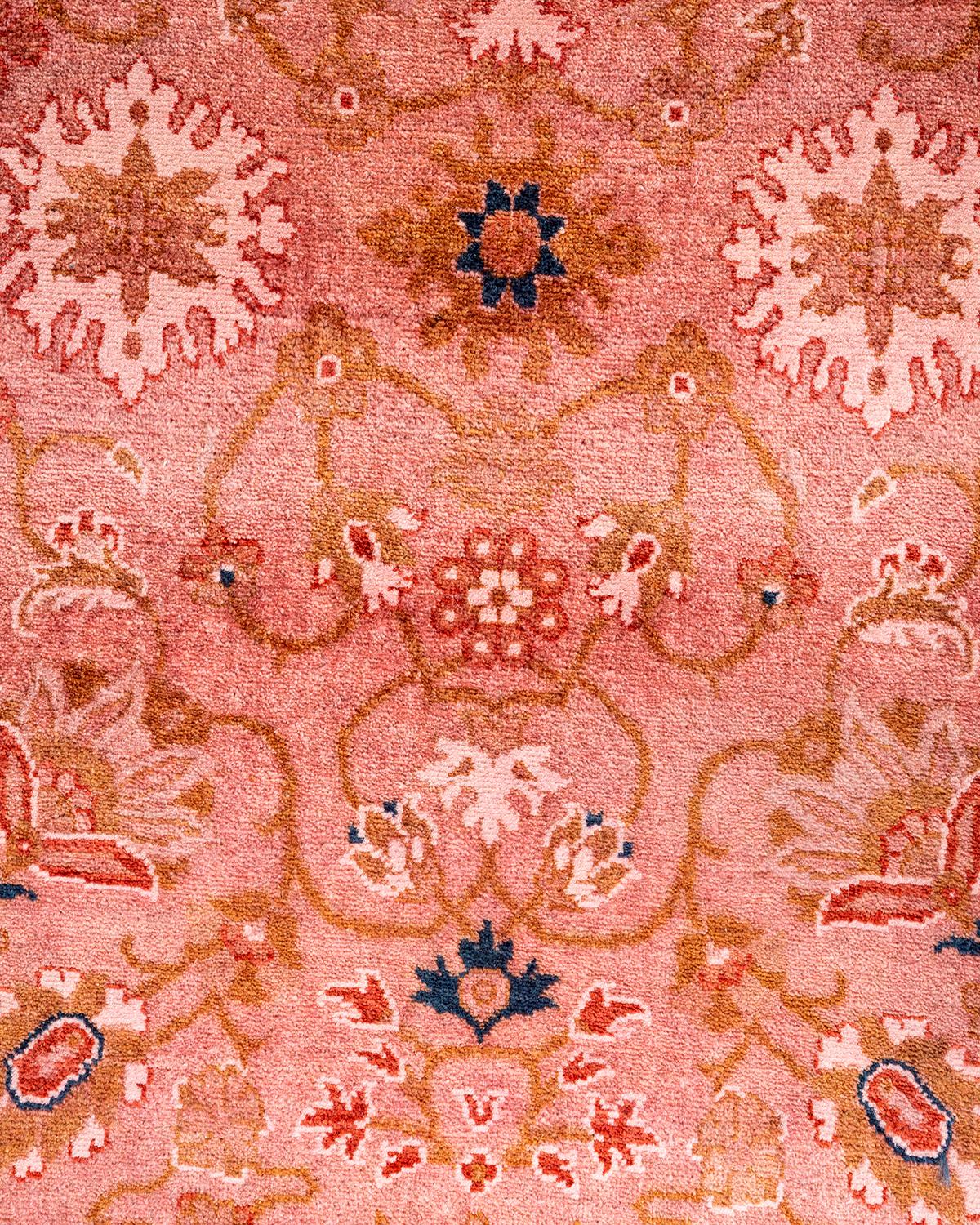 Pakistani Contemporary Overdyed Hand Knotted Wool Pink Area Rug For Sale