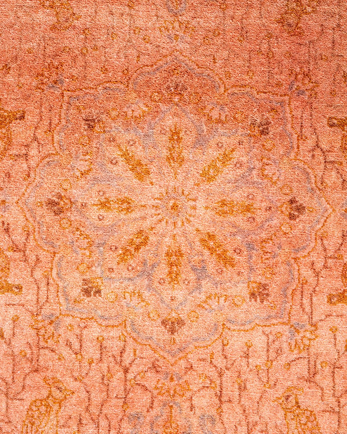 Pakistani Contemporary Overdyed Hand Knotted Wool Pink Area Rug For Sale