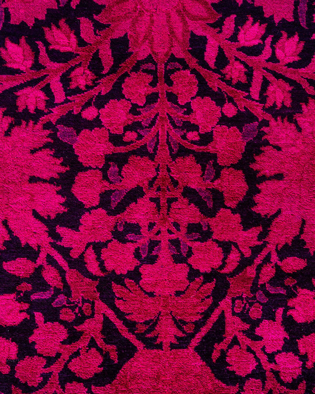 Pakistani Contemporary Overdyed Hand Knotted Wool Pink Area Rug For Sale