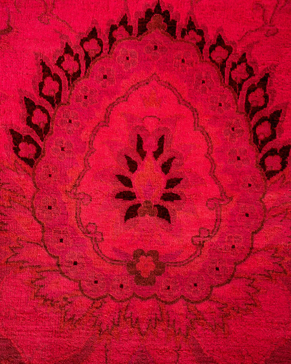 Pakistanais Tapis Contemporary en laine surteinte nouée à la main rose en vente